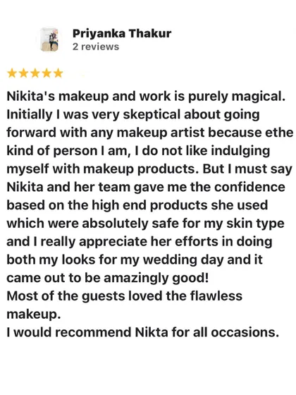 "Gave me the confidence." This review from a bride who doesn't usually wear makeup means the world. My goal is to make you feel comfortable and beautiful.
