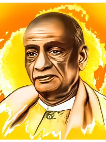 A high-contrast version of the Sardar Patel portrait, making the details sharp and bold.