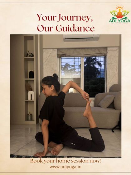 Your journey, our guidance. This image captures the essence of my service, creating a peaceful space for practice right in your living room. I help you find your flow and work towards your wellness goals.