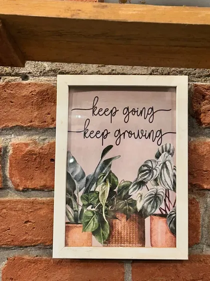 Keep going, keep growing. A little bit of daily inspiration found on our walls, because plant wisdom is life wisdom.