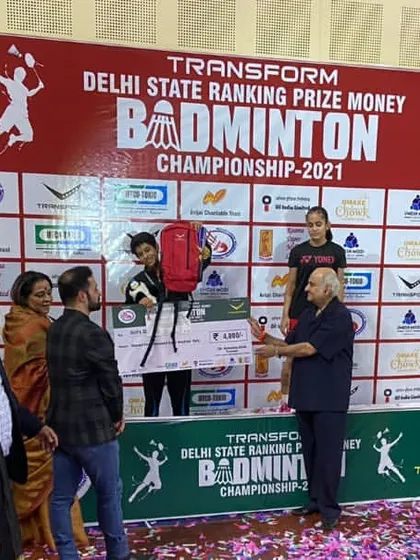 A wide view of the prize distribution ceremony at the Delhi State Ranking Championship, celebrating the achievements of our young athletes.