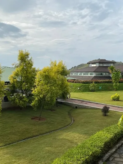 Another view of the lush greenery that blankets our property. The carefully maintained landscape is designed to be both beautiful and therapeutic, calming the senses.