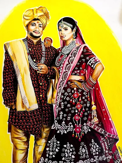 Another view of the finished wedding portrait. This piece is a testament to how a photograph can be transformed into a vibrant, lasting piece of art.