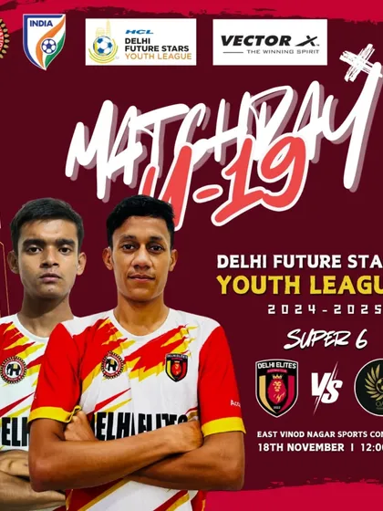 Matchday graphic for our U-19 squad's Super 6 challenge in the HCL Youth League.