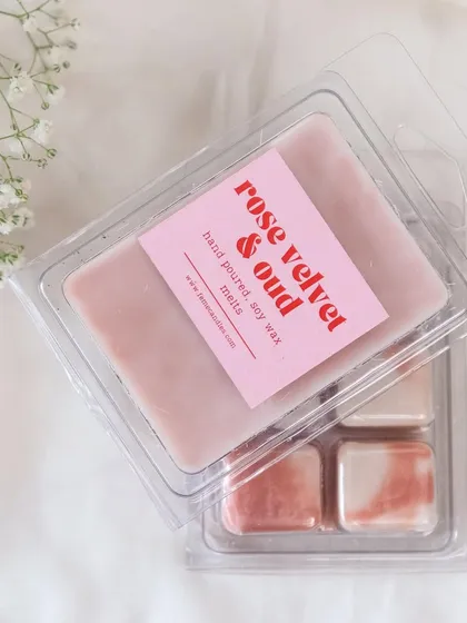 Introducing our wax tablets. The perfect solution for a candle lover who wants hassle-free fragrance. This Rose Velvet & Oud scent is a must-try.