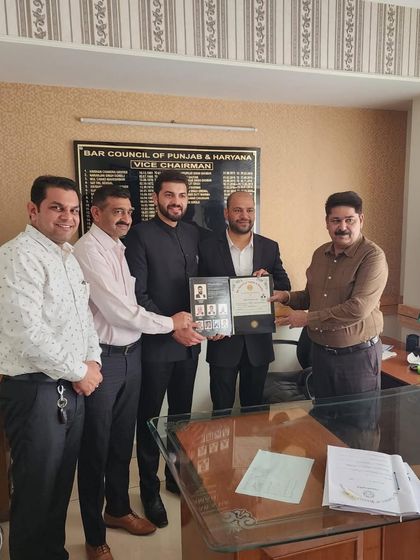 In the office of the Vice Chairman of the Bar Council of Punjab & Haryana, formally welcoming new brothers to the legal profession. This is a community built on mutual respect and a shared commitment to justice.