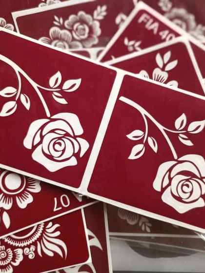 Another look at the elegant rose stencil. It's a timeless design that looks great on anyone.