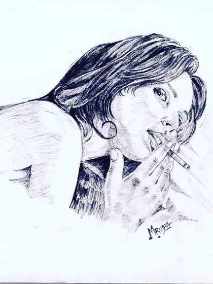An older sketch showing a woman with attitude. Even in my early work, I was drawn to capturing strong personalities.