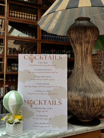 A custom cocktail and mocktail menu designed to match the baby shower's theme, ensuring every detail is picture-perfect.