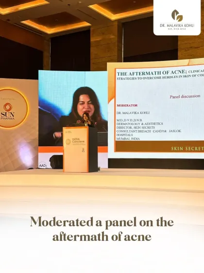 Moderating the panel on "The Aftermath of Acne" at the India Conclave. We discussed overcoming clinical and aesthetic hurdles, particularly in skin of color.