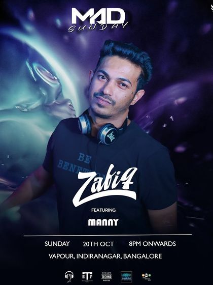 A poster for "Mad Sunday" at Vapour, highlighting me as the main act for the night.