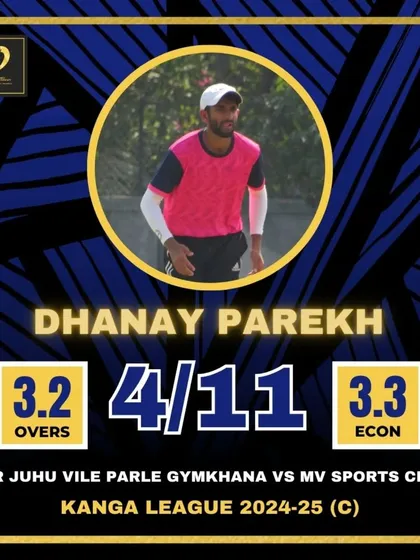 A match-winning spell from Dhanay Parekh in the Kanga League, taking 4 wickets for just 11 runs.