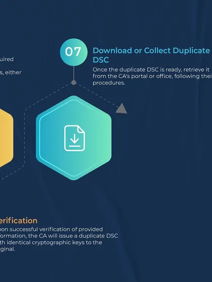 After the CA verifies the information, they will issue a duplicate DSC. We then download or collect the new certificate from the CA's portal or office, completing the process for you.