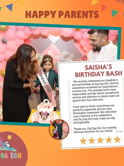 A 5-star review for Saisha's 2nd birthday bash! Her parents said the experience exceeded their expectations and the arrangements were impeccable. Yay!