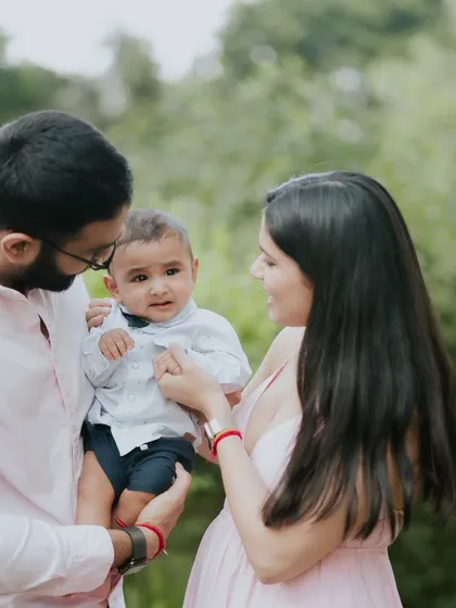 A candid moment of interaction. These are the real, unscripted moments that tell your family's story.