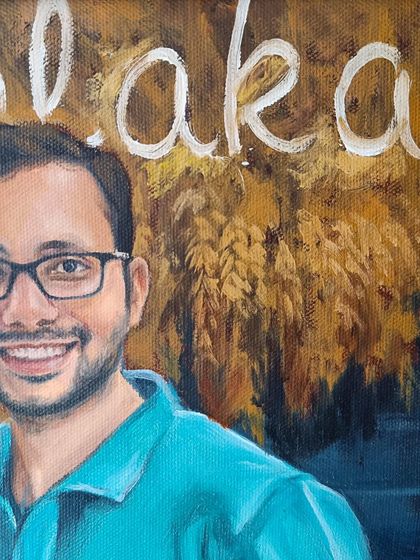 A detail shot of the background, where I included the name of a restaurant that was special to the couple.