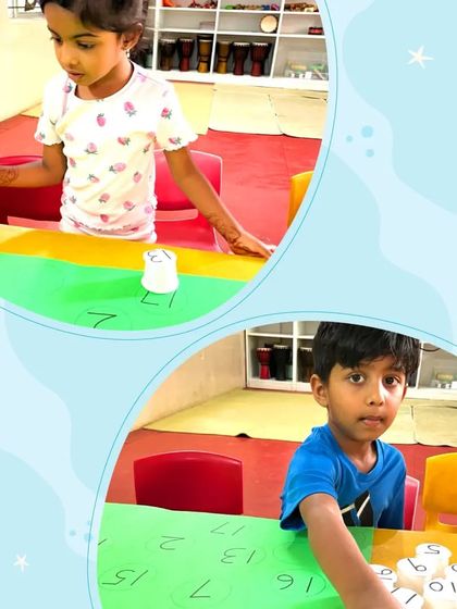Another look at our number-matching cup game. This simple yet effective activity helps children with number recognition and memory skills in a playful, hands-on way.