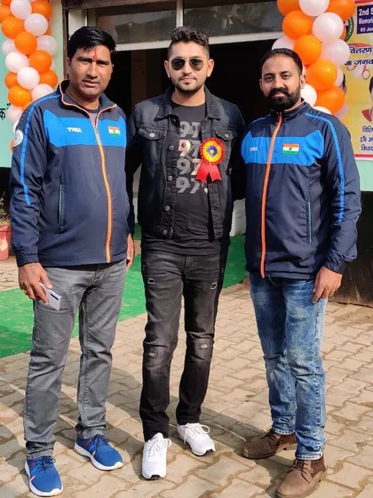 Our founder, Nitin Chaudhary, at a shooting competition. As an international player himself, he is deeply involved in the development of every shooter at the academy.