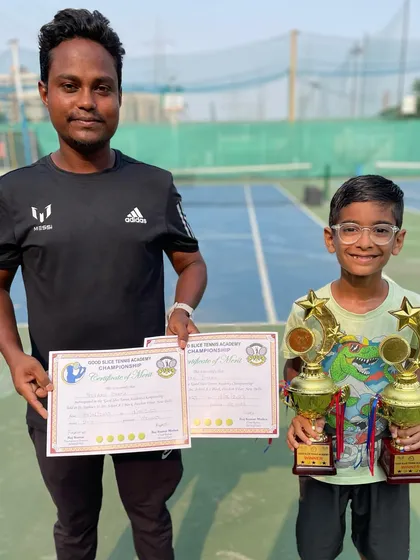 A mighty congratulations to our young player Nivaan Dhama, who took home three trophies from a single tournament. This incredible achievement in the Under-8 and Under-10 categories is a result of his hard work and the dedicated guidance of our coaching team.