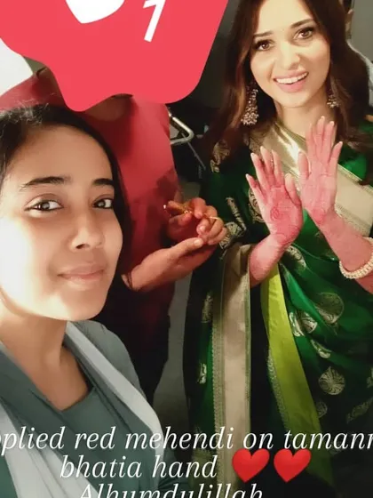 It was an absolute honor to apply red mehendi for the wonderful actress Tamanna Bhatia. Working with celebrities is always a joy and a confirmation of my professional artistry.