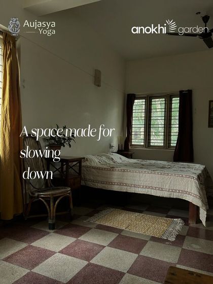 Your personal space during the retreat is intentionally simple and calming, a room made for slowing down. The clean, uncluttered environment with natural light supports a restful mind and helps you integrate the day's practices.