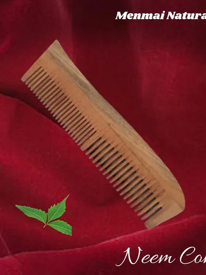A simple switch from a plastic comb to my Neem Wood Comb can make a big difference. It is gentle on the scalp, helps reduce hair loss and dandruff, and boosts blood circulation to promote healthy hair growth.