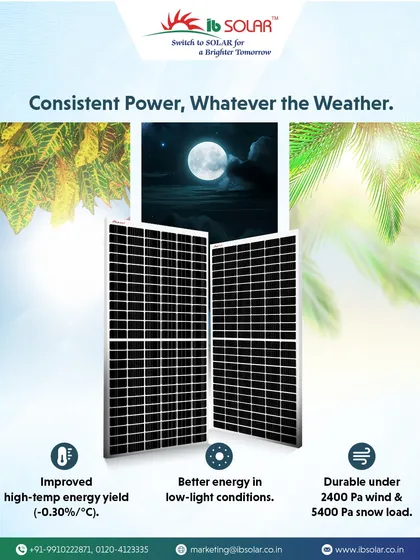 Our solar panels are designed for consistent power, whatever the weather. They feature improved high-temperature energy yield, better performance in low-light conditions, and are durable enough to withstand heavy wind and snow loads.