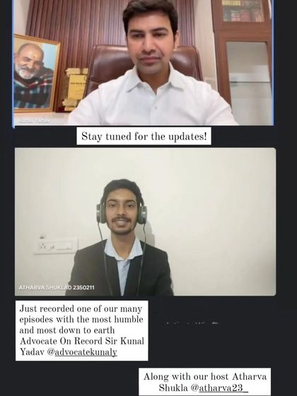 A screenshot from my inaugural podcast with Mr. Atharv Shukla of Project NYAY. It was an expertly facilitated session, and I'm proud to support initiatives that help law students.