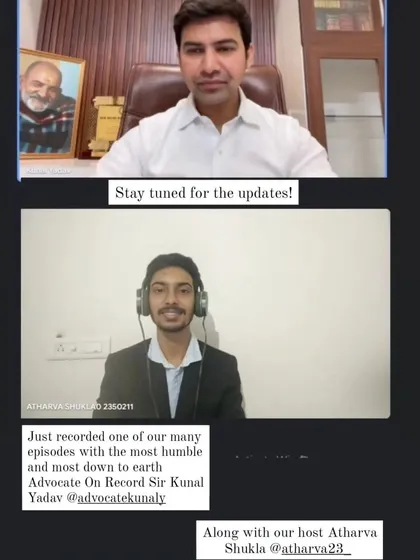 A screenshot from my inaugural podcast with Mr. Atharv Shukla of Project NYAY. It was an expertly facilitated session, and I'm proud to support initiatives that help law students.