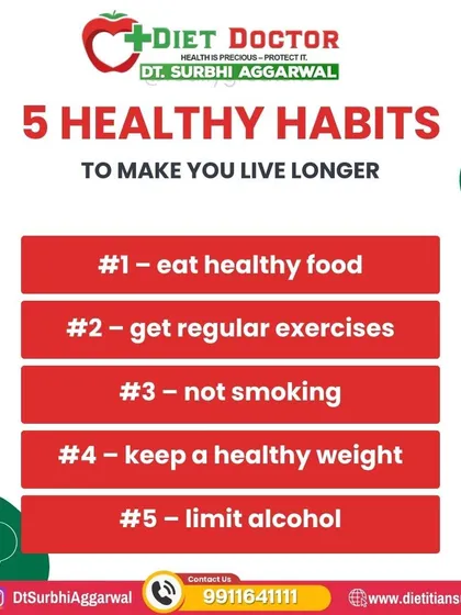 These five healthy habits are scientifically linked to a longer, healthier life. I work with clients to incorporate healthy eating, regular exercise, and maintaining a healthy weight into their lifestyle.