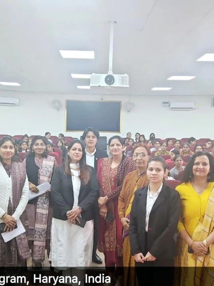 A group photo with the organizers and students after a successful session on POSH and Legal Awareness at a government college.