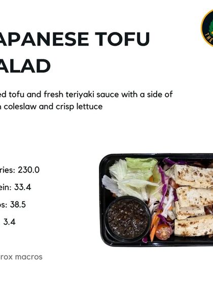 Here's the macro breakdown for the Japanese Tofu Salad. With 33.4g of protein and just 230 calories, it's a lean and delicious meal.