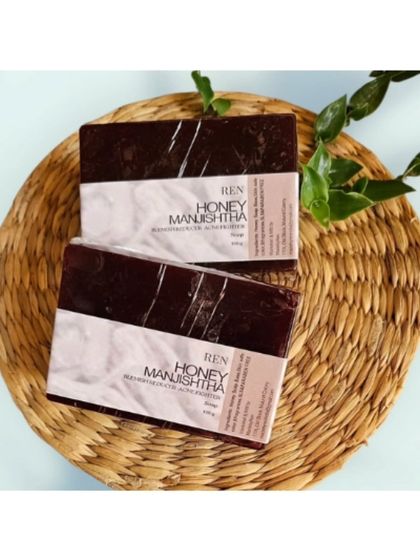 My Honey Manjishtha soap, another way I use this powerful herb. Consistent use can lead to visible improvements in skin clarity and tone.