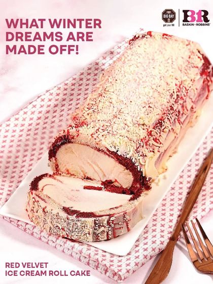 This is what winter dreams are made of. The Red Velvet Ice Cream Roll Cake from Baskin Robbins is a slice of pure indulgence.