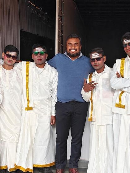 The performers and I after another successful act. I ensure my team is professional, energetic, and perfectly rehearsed for your corporate event.