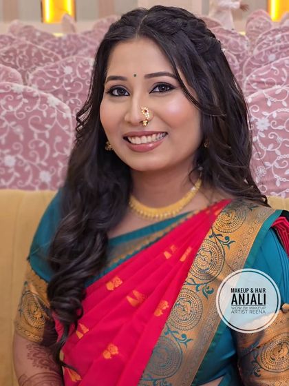 A beautiful engagement look for Akshaya. My artist Anjali created a soft, romantic look with loose curls and natural makeup.