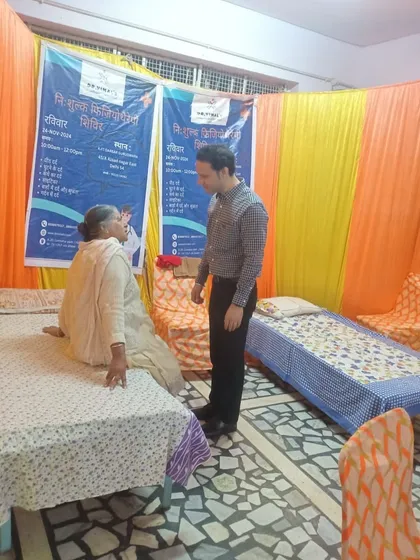 Service, or 'seva', is the foundation of our practice. Here I am at a community physiotherapy camp at Gurdwara Ajit Darbar, providing consultations. Bringing relief from pain and improving lives is our greatest satisfaction.