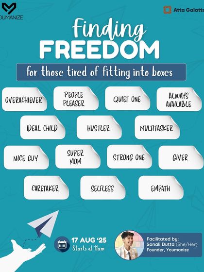 Poster for 'Finding Freedom', a reflective workshop for those tired of fitting into boxes.