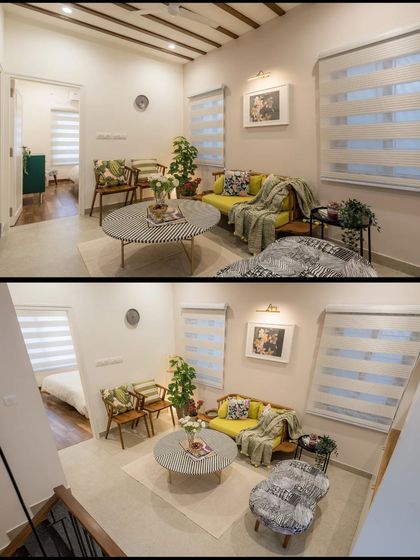 Another collage of the informal living area, showing how the space connects to other parts of the home.