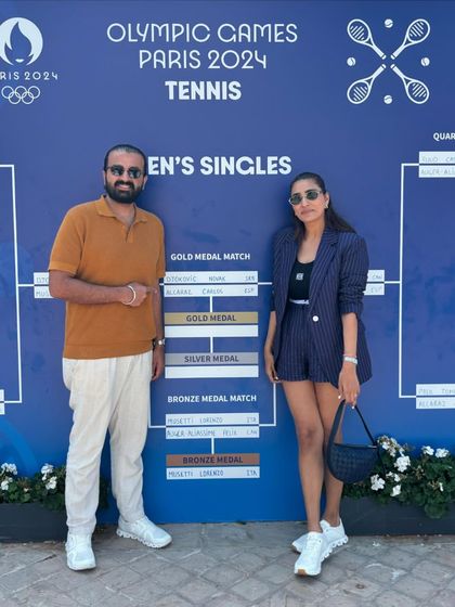 What I wore to the Paris Olympics. This pinstripe blazer and shorts co-ord set was the perfect mix of sporty and chic for a day of watching tennis.