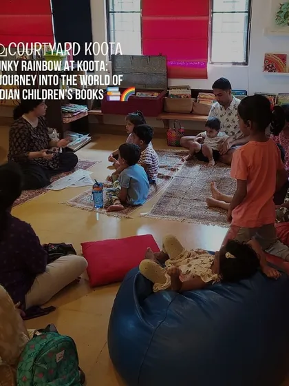 A storytelling session for young children at our library, part of the Funky Rainbow book event. The cozy beanbags and informal setting make it a welcoming space for our youngest visitors.