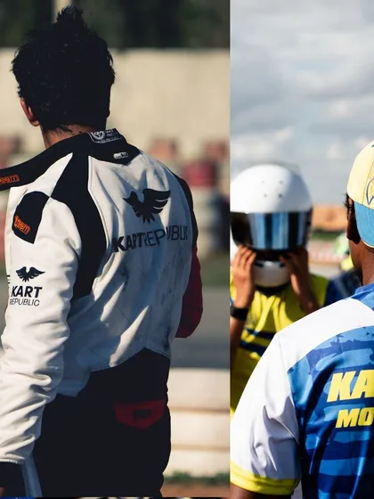A collage showing our team's branding and on-track presence.