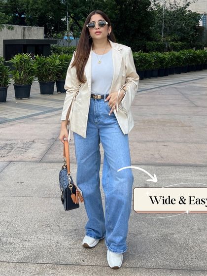 Wide and easy is the mantra for denim this year. These wide-leg jeans are comfortable and effortlessly chic, perfect for dressing up or down.