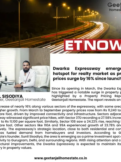 Our property pricing report, featured in ET Now, shows how the Dwarka Expressway has become a realty hotspot with a 16% price surge since its launch. We provide data-driven insights to identify prime investment opportunities.