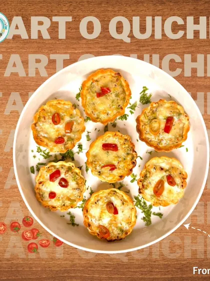 A graphic showing the transformation of simple ingredients into my delicious Tart o Quiche, illustrating the care and craft that goes into my food.