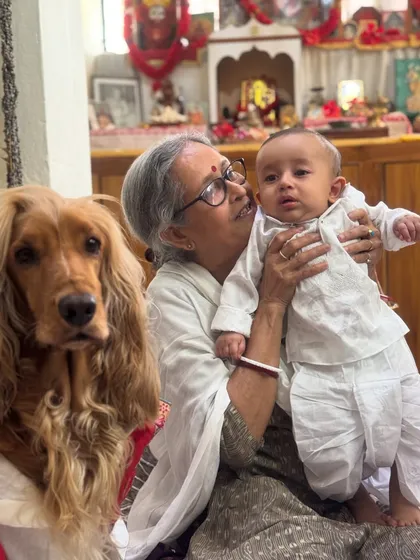 Grandma's love. Dida with her two grandsons on Bengali New Year.