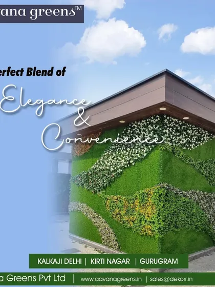 The perfect blend of elegance and convenience. This exterior vertical garden uses waves of white, yellow, and green foliage to create a beautiful and welcoming entrance.