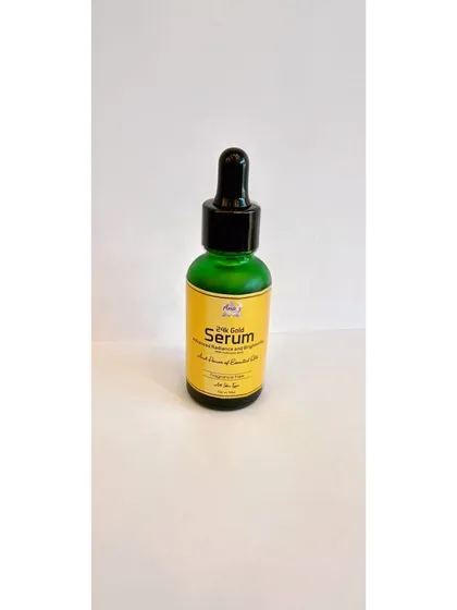 Get a youthful glow with my 24k Gold Serum. This anti-aging serum helps reduce fine lines and hydrates your skin instantly, making it feel smooth and soft. It's very light, absorbs quickly, and is suitable for all skin types.
