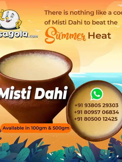 Beat the summer heat with my homemade Misti Dahi, a traditional Bengali sweet yogurt. I set it in earthen clay pots (matkas), which gives it a unique flavor and keeps it cool. It's available in 100gm and 500gm sizes.