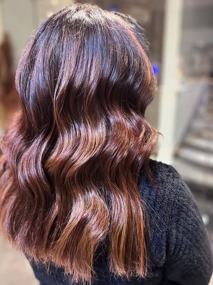 Another angle of this beautiful style, showing the soft waves and rich color.